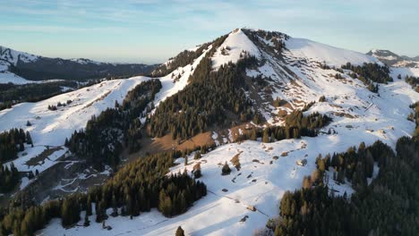 amden weesen switzerland fly towards mountain at golden hour