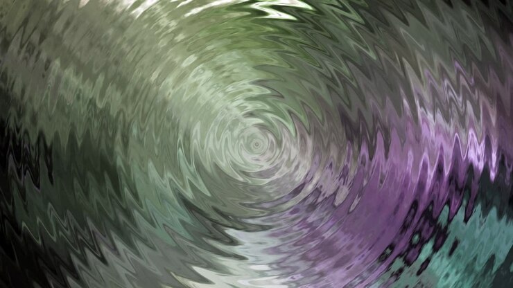 Abstract center ripple circle waves ring with green purple environment reflection light on fluid surface for background. 4K 3D Seamless loop circle animation. Liquid surface waves come from center.