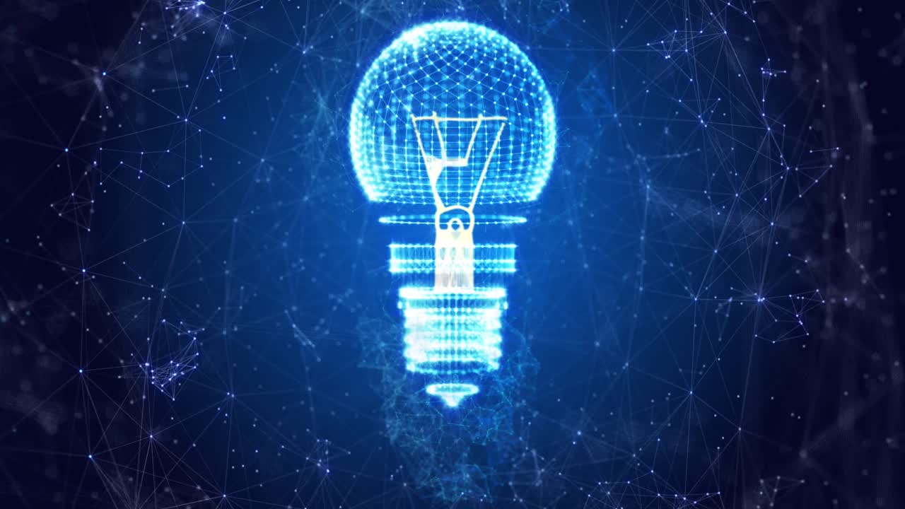 Animation einer Glühbirne, Verbindungen und Datenverarbeitung