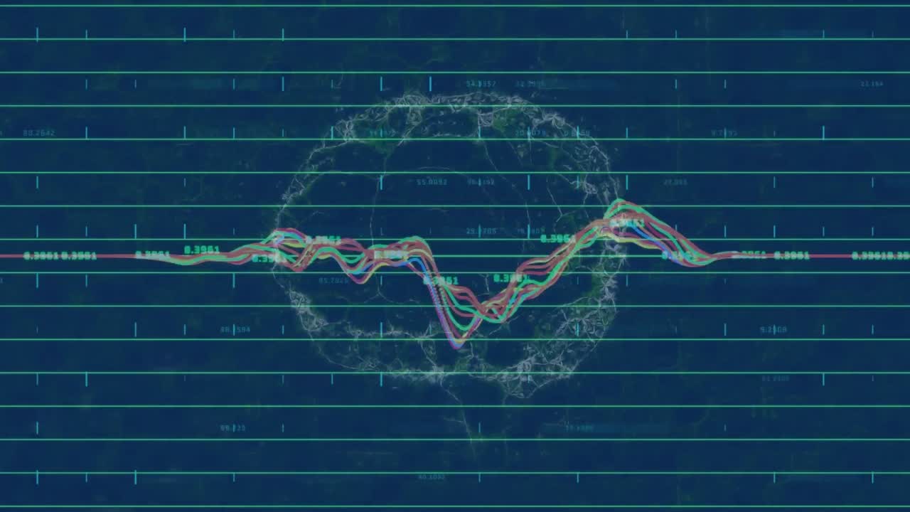animación del procesamiento de datos financieros a través del cerebro digital