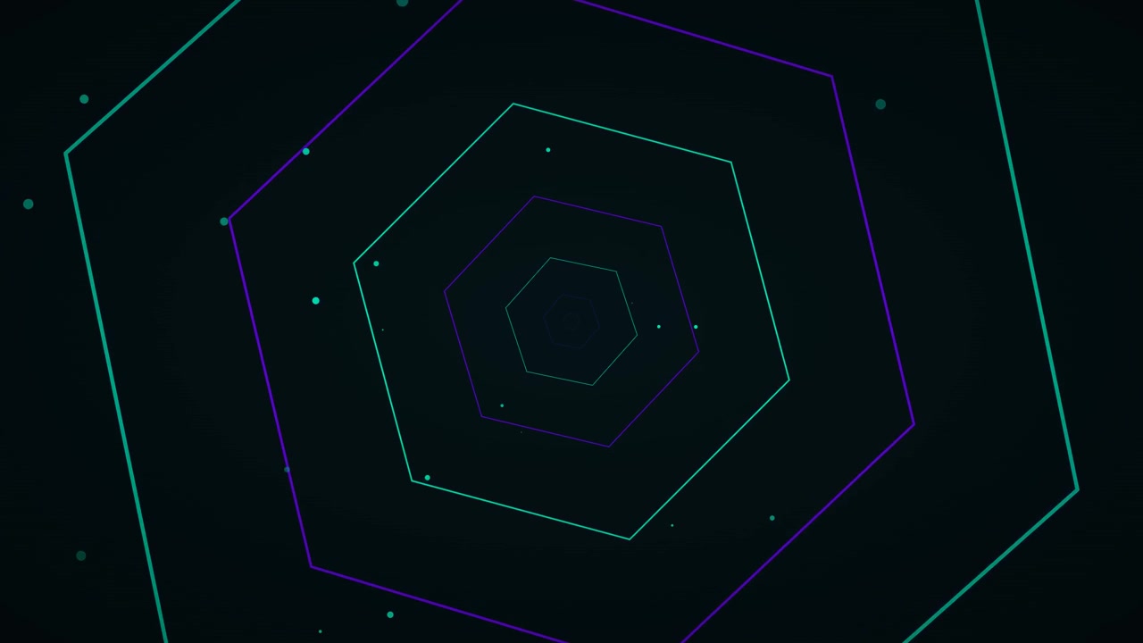 Abstract Motion Background with Pulsing Neon Hexagons
