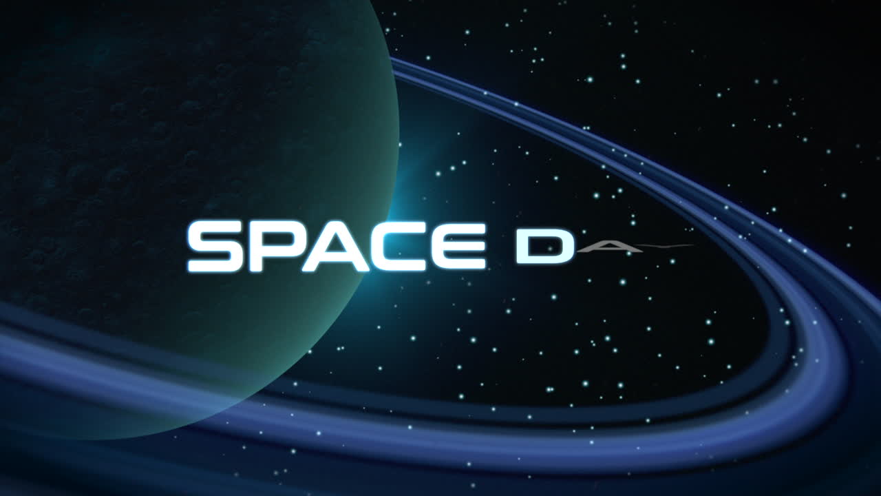 Space Day with big planet and star field in galaxy