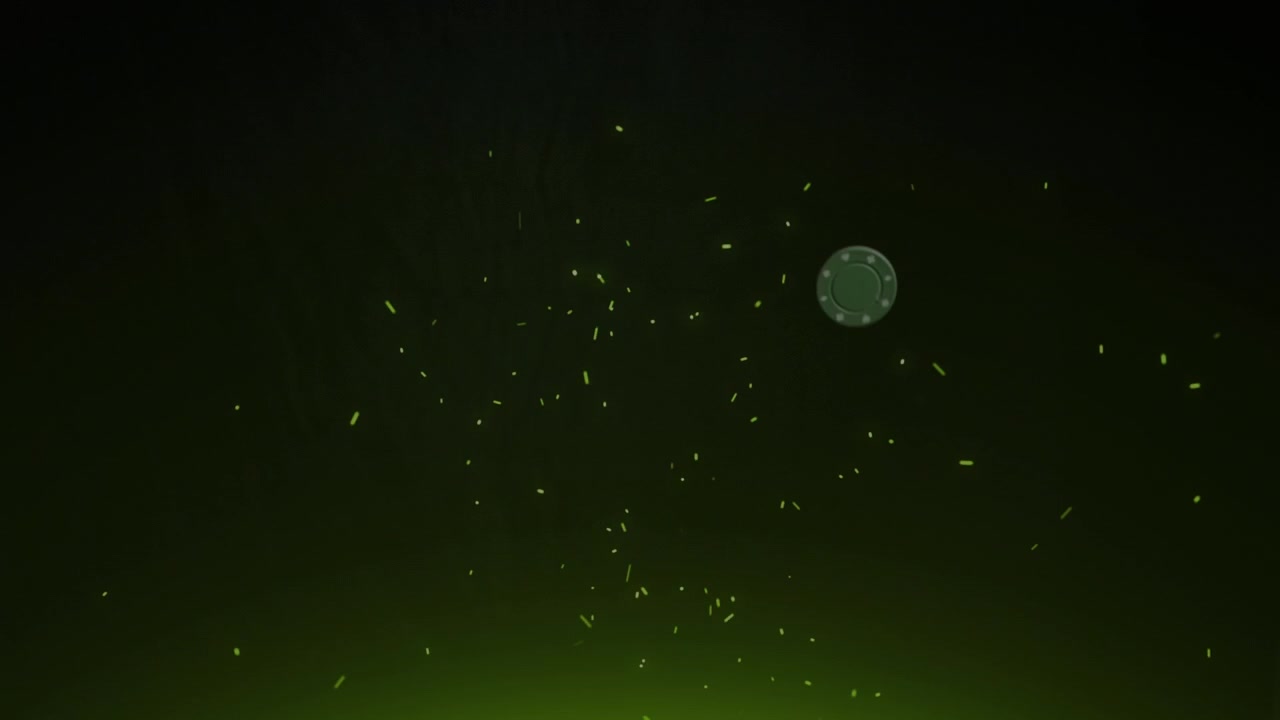 Animatie van digitale vuurvonken en een gokclip in een naadloze lus op een zwarte achtergrond