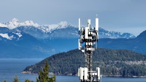 communication tower overlooking horseshoe bay in british columbia, canada