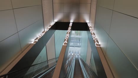 Modern-Luxurious-Hotel-Escalator---Four-Seasons-Philadelphia,-PA---LED-Lights-on-Railing