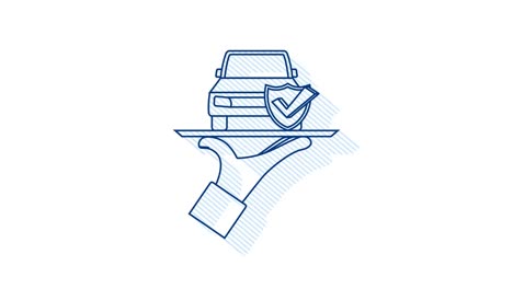 documento del contrato de seguro de automóvil sobre las manos. icono de escudo de sombra. protección. gráfico de movimiento