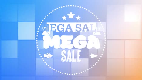 animación del texto de venta en fondo azul