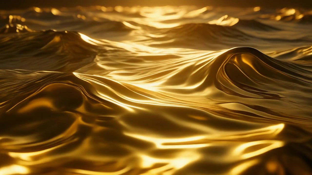 Abstrakte fließende Wellen aus flüssigem Gold