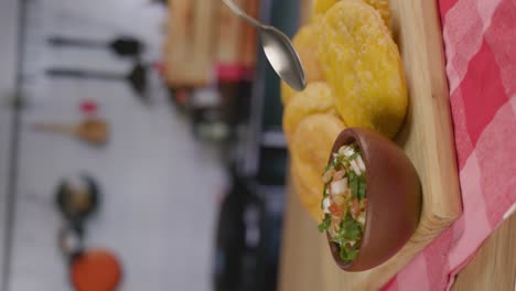 sopaipillas and pebre fiestas patrias chile kitchen vertical spoon