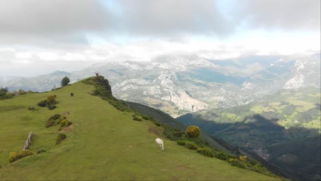 picos de europa: aerial drone footage of the national park in asturias, spain