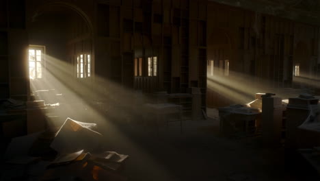 Abandoned Interior with Sun Rays