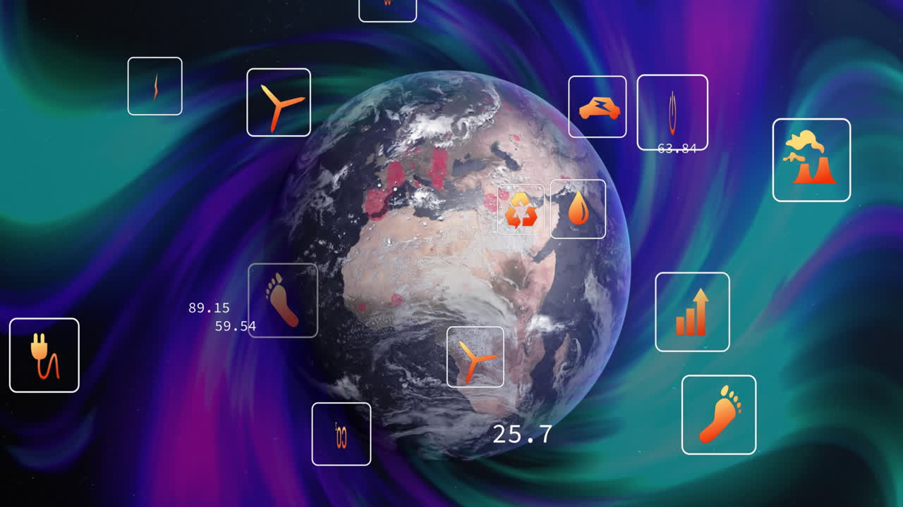 анимация икон экологии и зеленой энергии по всему миру соединений