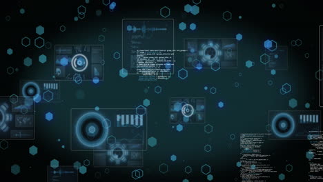 animación del procesamiento de datos con escaneo de alcance sobre fondo negro