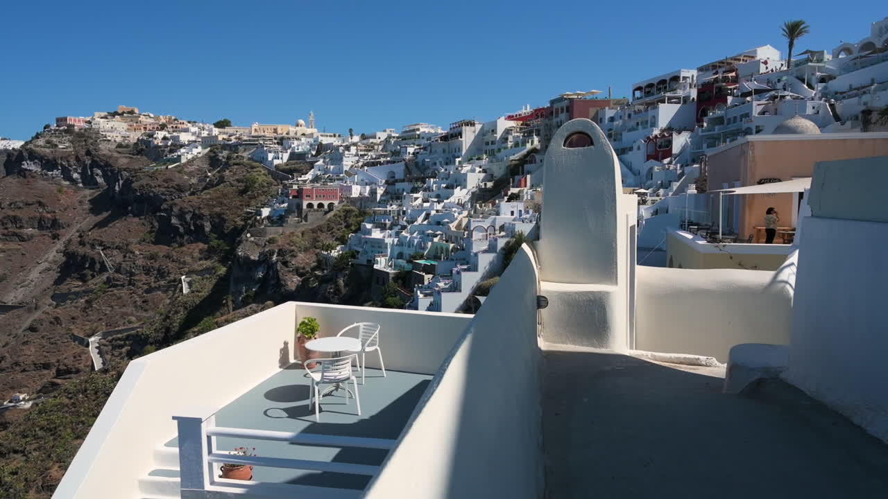 santorini, grecia. increíble vista de las casas tradicionales de santorini