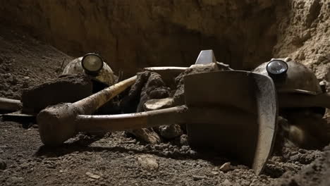 Abandoned Mining Tools in a Cave