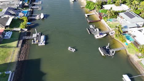 drone captures boats on broadbeach waters canal