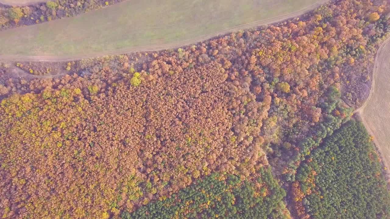 Aerial drone shot part 3 of a forest on a hill in a rural area in Hungary