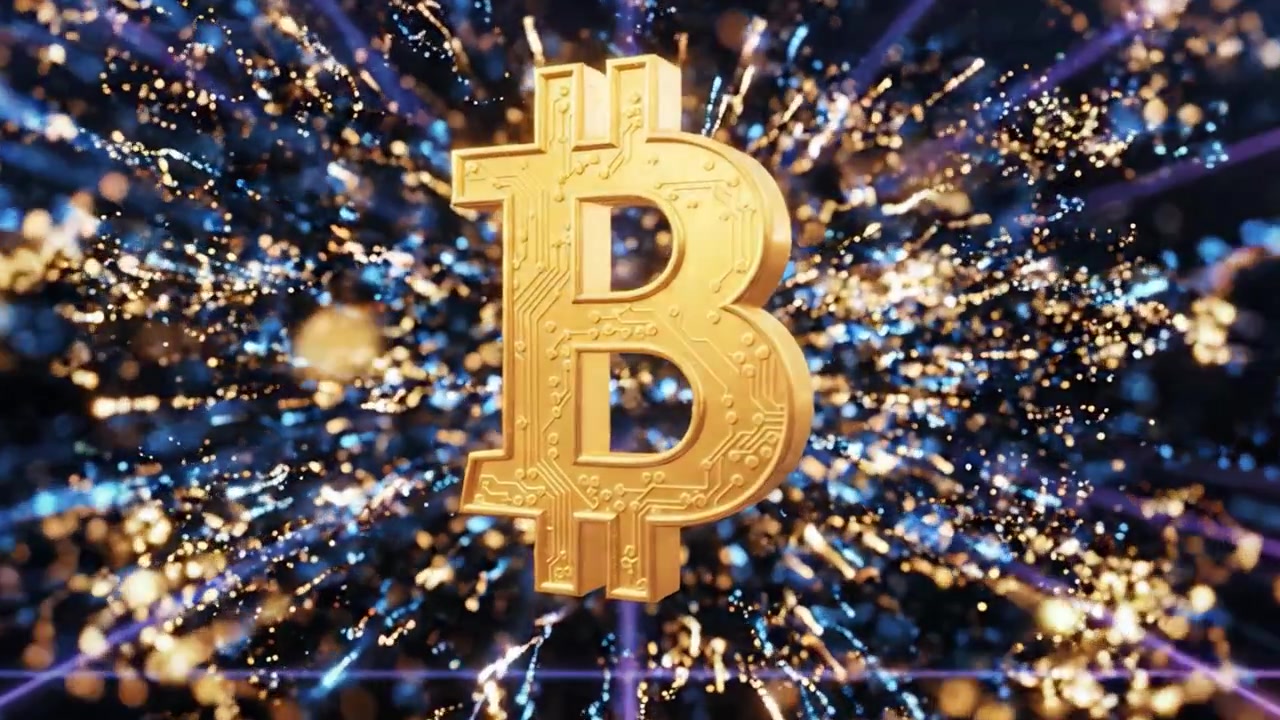 A Dynamic Visual Exploration of Cryptocurrency: The Golden Bitcoin Symbol Surrounded by Pulsating Digital Energy Representing Modern Finance Innovations