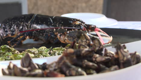seafood platter with lobster and cockles