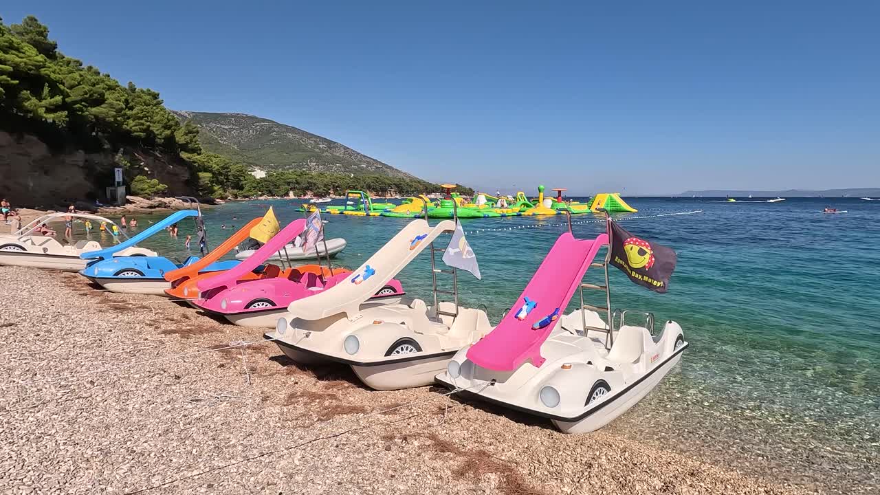 Bol Croatia July 30, 2024 View of the Zlatni Rat Beach on Brac Island, Split Dalmatia, in Croatia. Summer Vacation Resort Golden Cape or Golden Horn. Summertime. Famous Adriatic Beach on Adriatic Sea