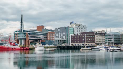 view of a marina in tromso, north norway