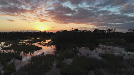 drone view of powell creek preserve at sunset