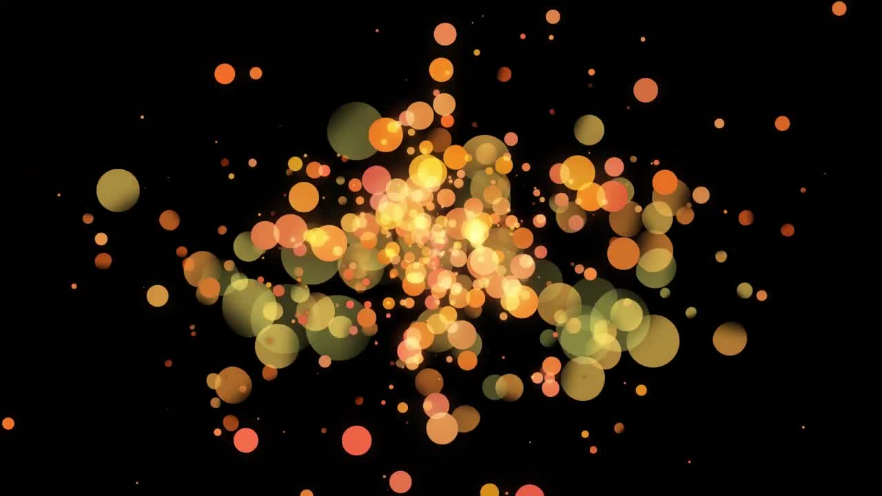Animazione di punti luce arancioni e gialli che si muovono su sfondo nero