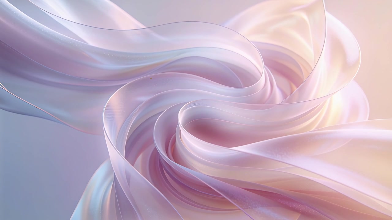 Vortice rotante che inizia come una spirale allentata che si stringe verso il centro in una sfumatura chiara, con nastri trasparenti.