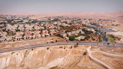 aerial view of a residential town in a desert landscape