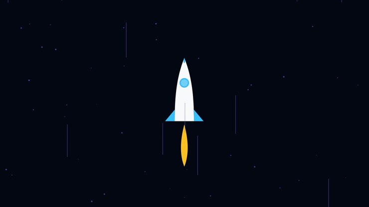 Animated Rocket Flying Through Deep Space