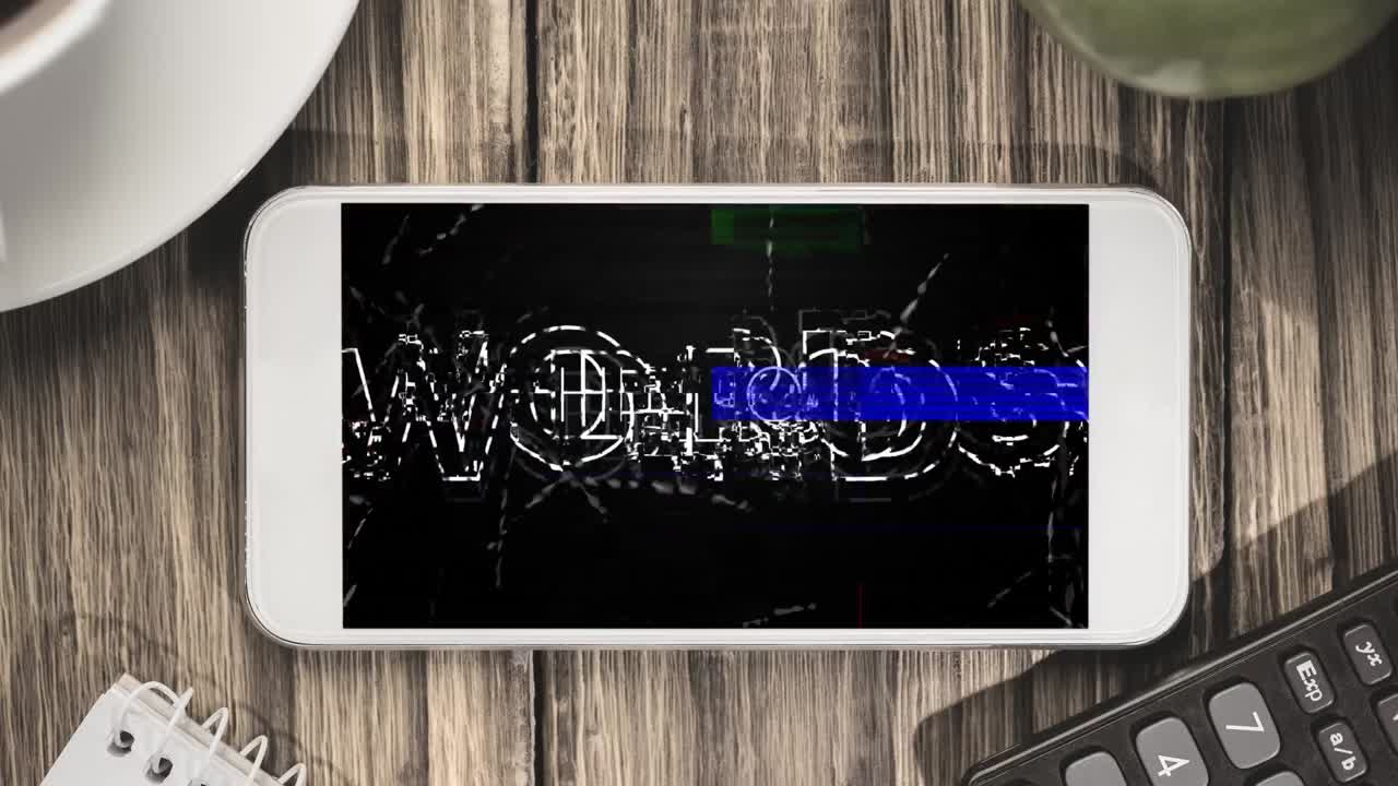 animación de texto de saludo e interferencia en el teléfono inteligente.