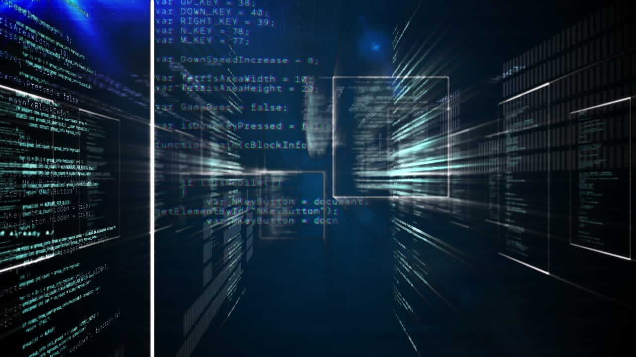 Unique digital loop video of interface and various computer programming scripts