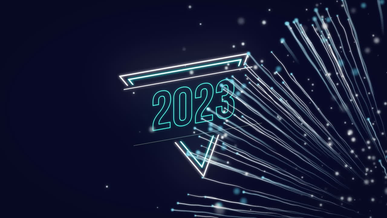 Animation of light trails over 2023 text