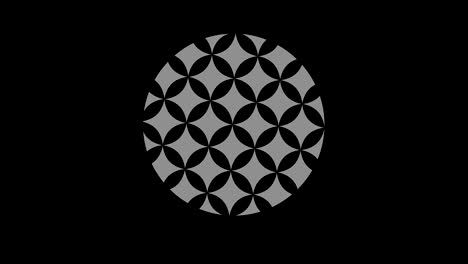 graphic object in black and white with stroboscopic and hypnotic effect, which rotates clockwise decreasing the size from full screen to disappearing in the center, in 16: 9 video format