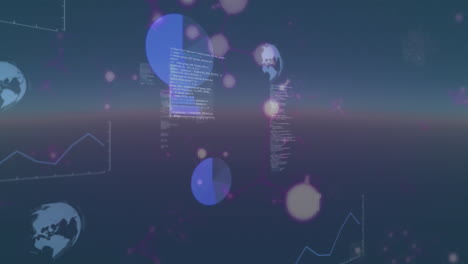 animación de los iconos de los dispositivos de comunicación a través de la red de conexiones