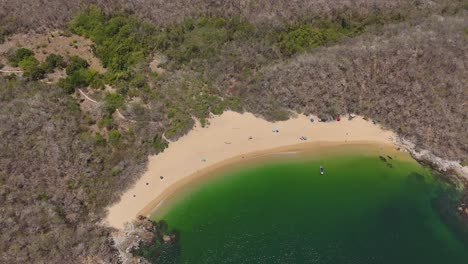 Del-Organo-bay-in-Huatulco,-Oaxaca.-Drone-footage