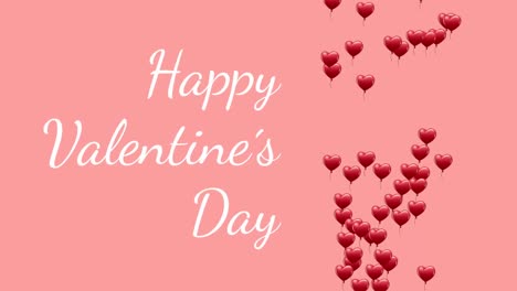 happy valentines day text with hearts on pink background