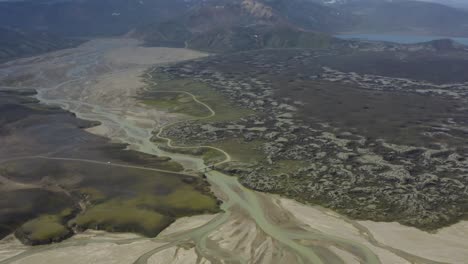 river delta in landmannalaugar, fjallabak nature reserve in icelandic highlands