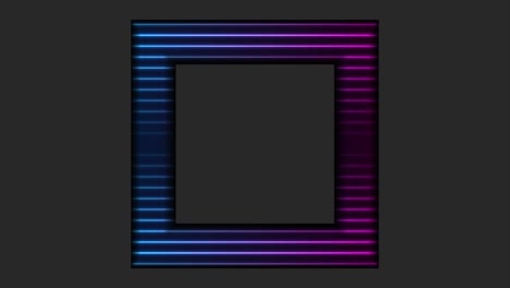 marco cuadrado de neón azul púrpura fondo de movimiento tecnológico abstracto
