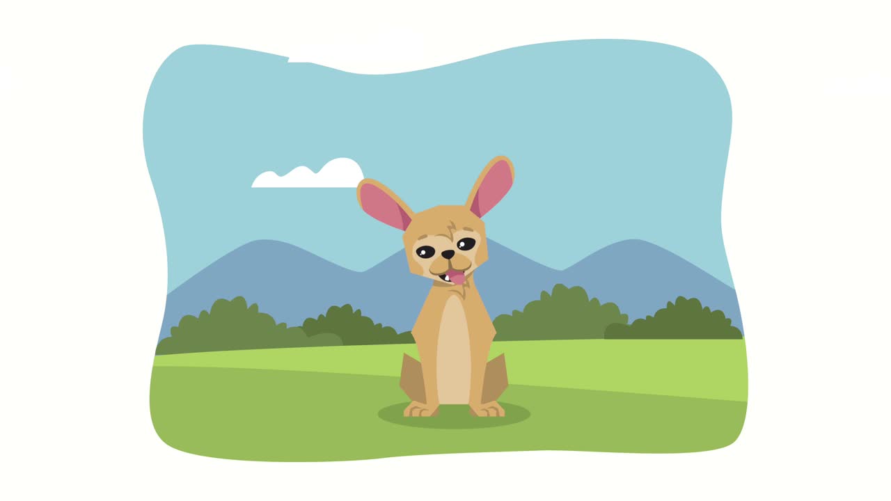 캠프에서 개 마스코트 애니메이션