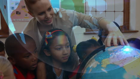Digital composite of kids in classroom