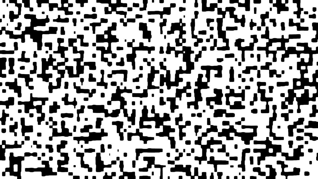 Abstract background animation of digital black and white pattern. Seamless loop animated background, wallpaper.