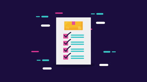 logistic service animation with box in checklist