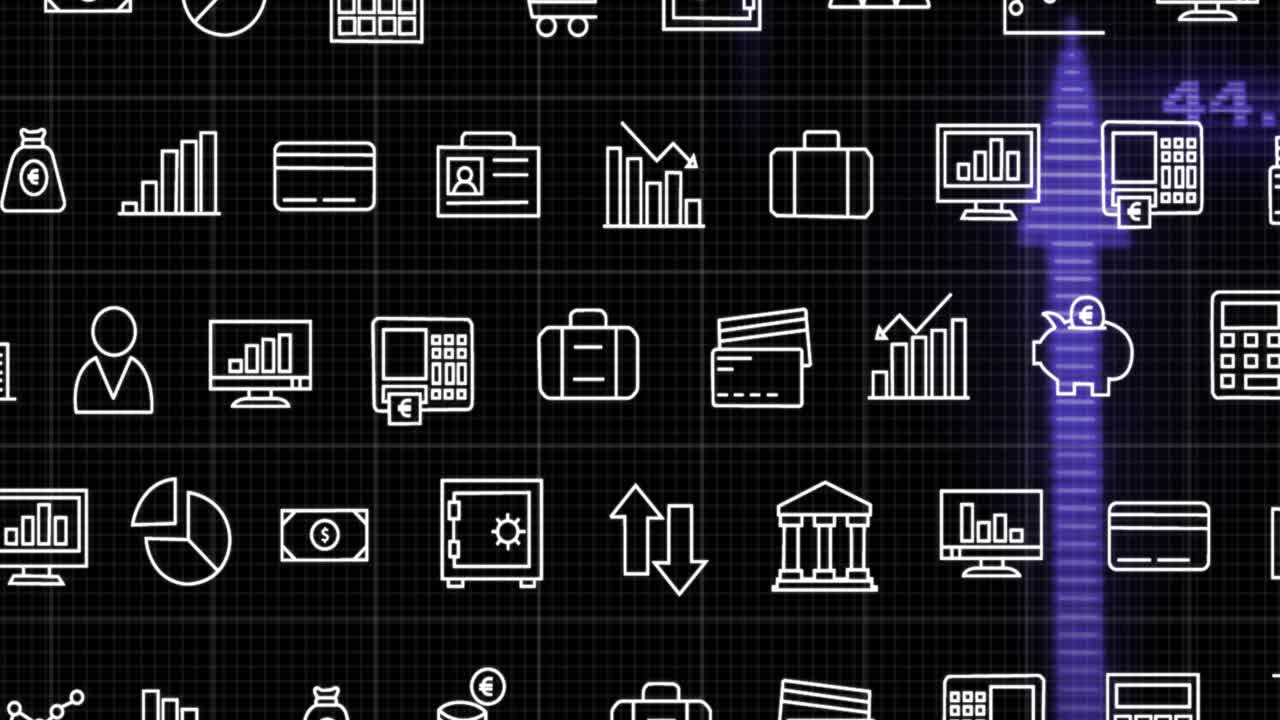 Translucent purple arrow appearing at bottom rising up columns highlighting data trends