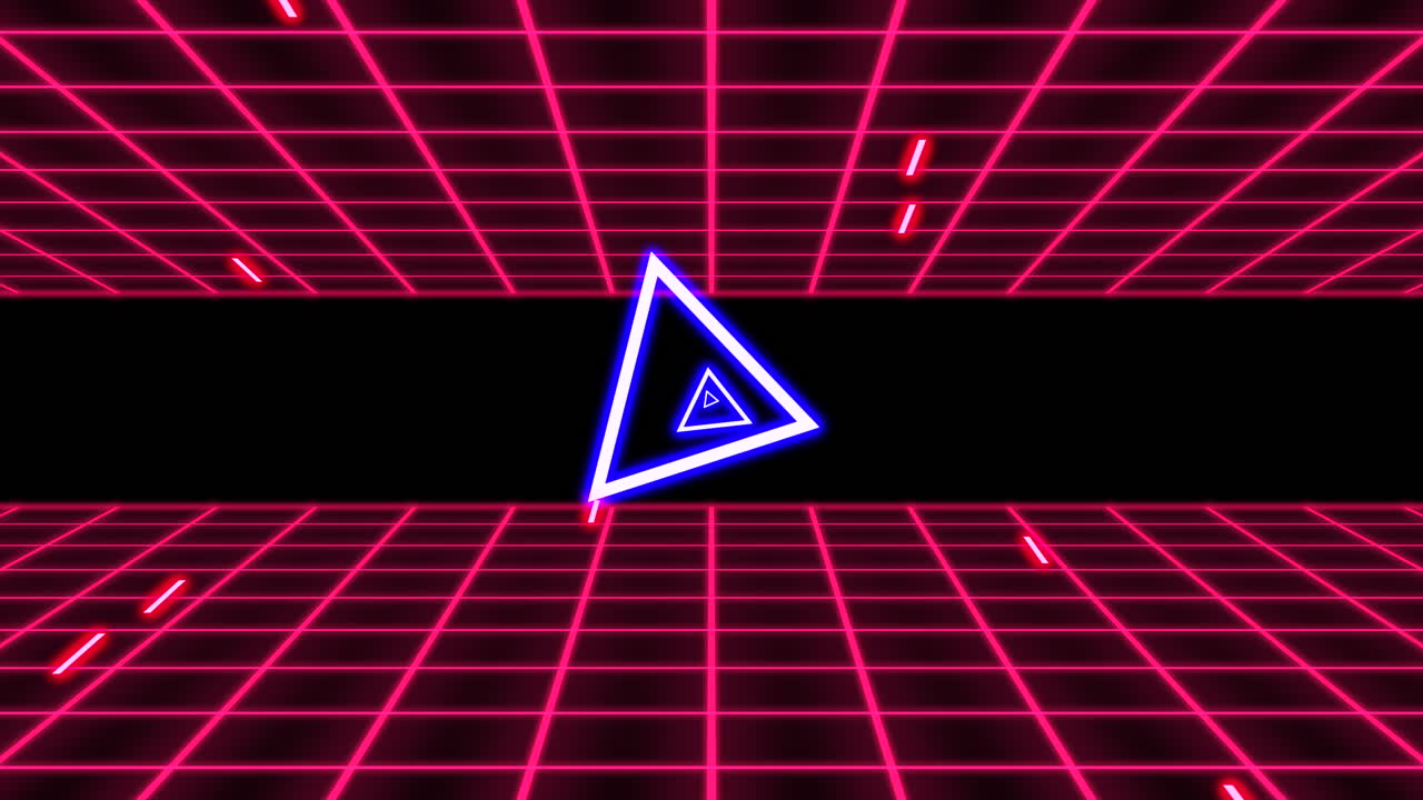 Checkerboard grid with central blue triangle