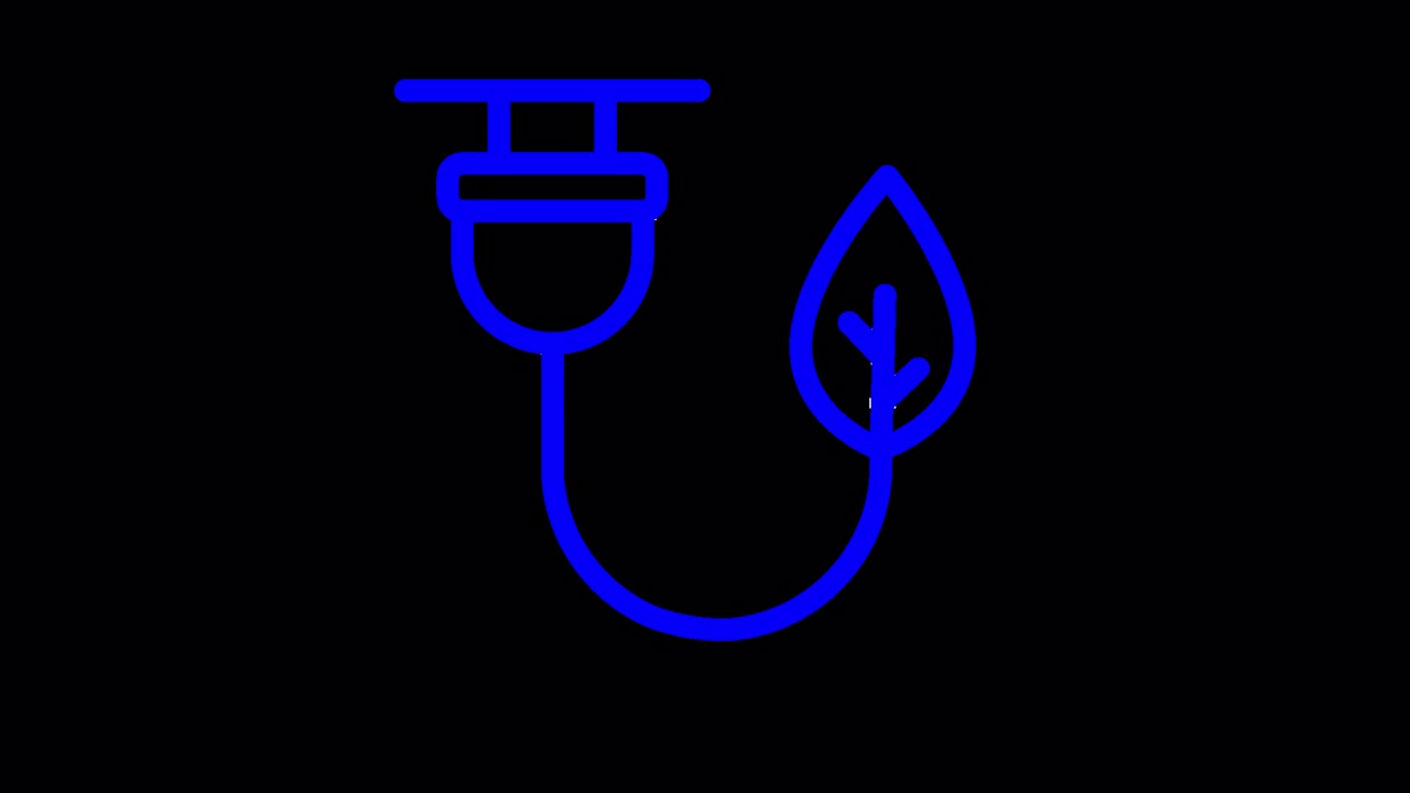 Animated Blue Electric Plug and Leaf Icon for Green Energy Concept