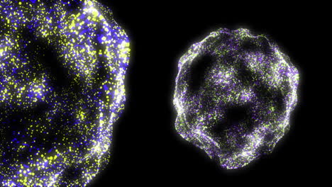 Animation-of-globes-of-connections-and-data-processing-over-black-background