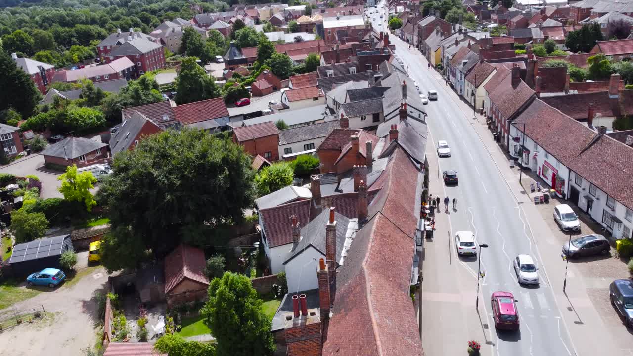 Luftfoto av hovedveien i Needham market boligområde distrikt England Storbritannia