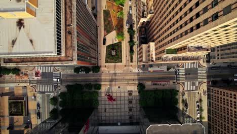 aerial view of city intersection