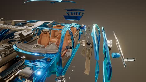 coche desmontado con partes visibles